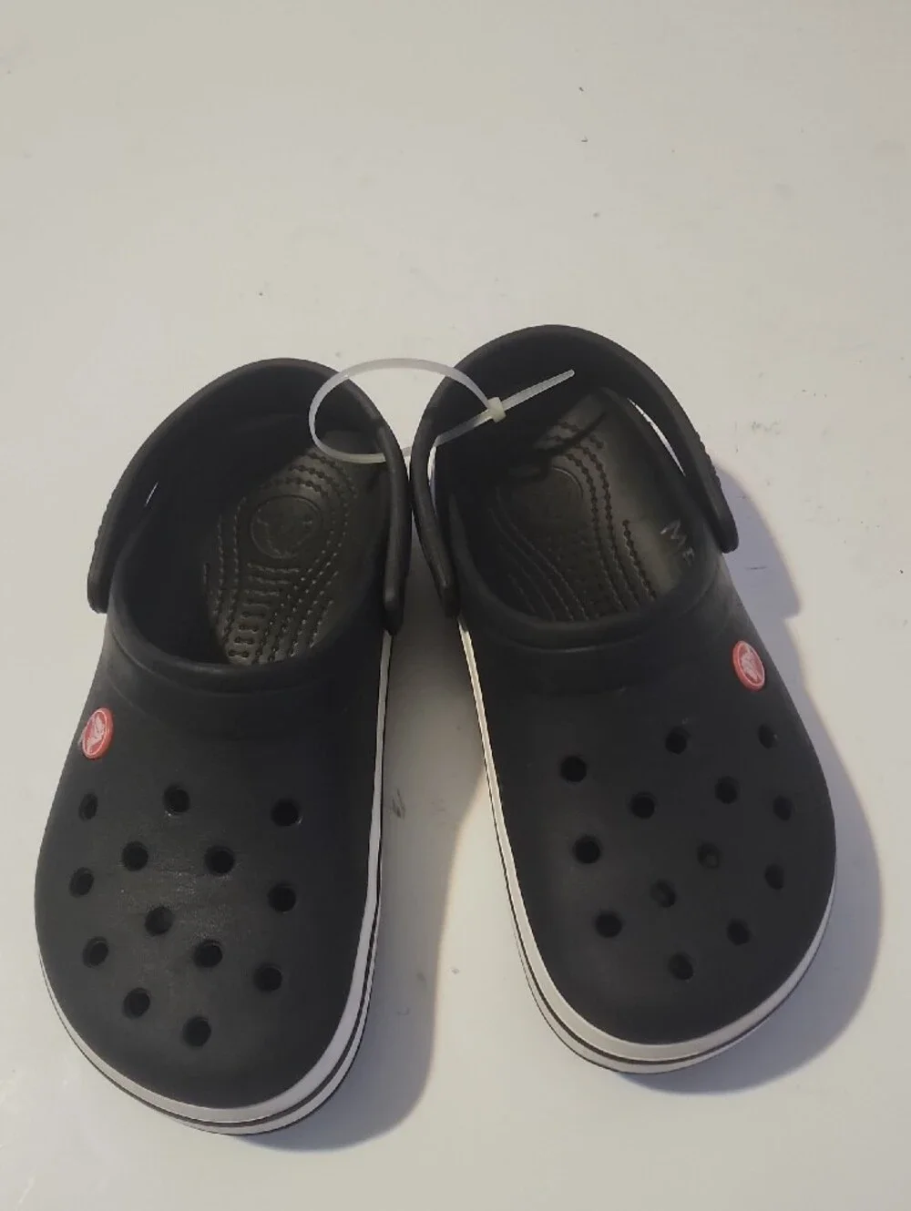 CROCS Kids Black Clog Sandals with White Trim. New Without Box